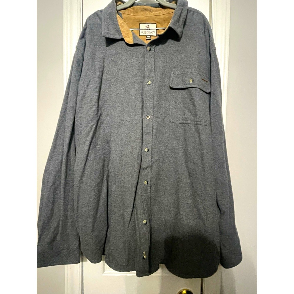 Legendary Whitetails Gray Solid Cotton Flannel LS Button-Up Shirt 3XL Pockets